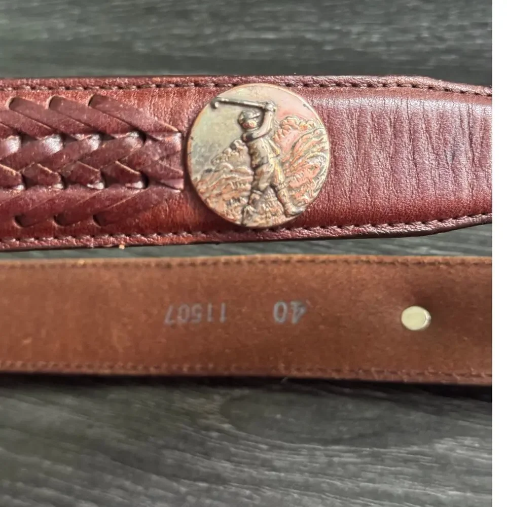 Onyx By Brighton Brown Braided Leather Golf Belt Silver Tone Hardware